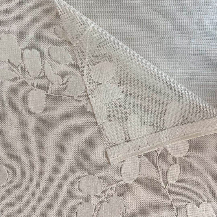 Großhandelsentwurf 100 Polyester-Blattmuster-Jacquardkettenwirkmaschenhemd-durchsichtiger Vorhangstoff Schlafzimmer