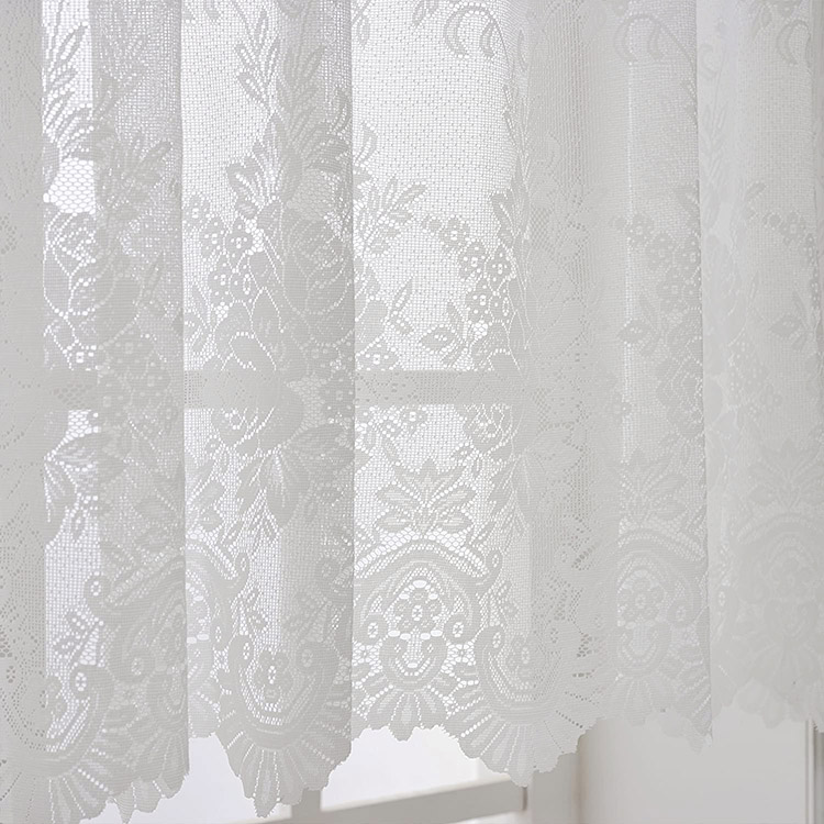 New Designs Jacquard Netz Tüll Voile Rollmaschenstrick Polyestervorhang transparenter Stoff extra breit