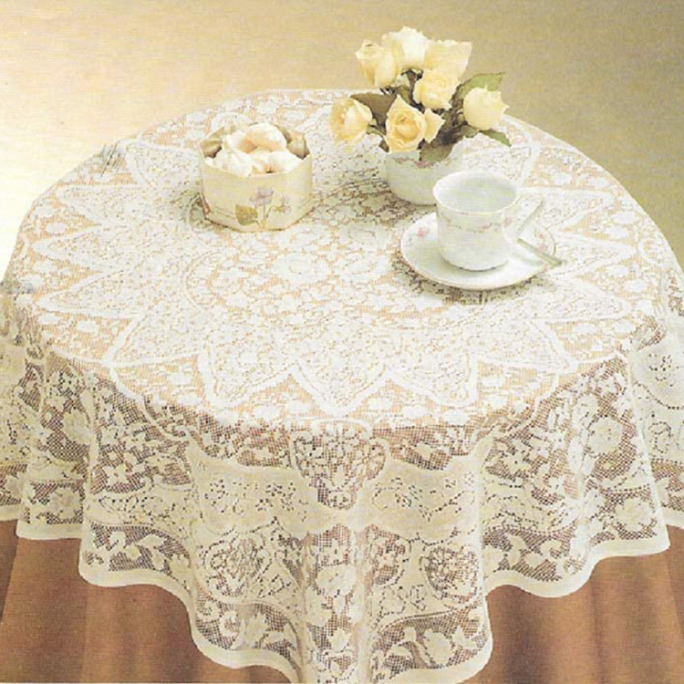 Esszimmer weiße waschbare Polyester-Blumenspitze schlichter eleganter Tischdecken-Serviettenstoff