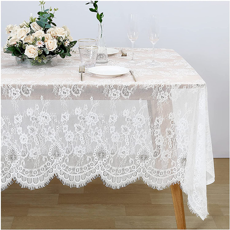 Leichter, weißer, rechteckiger, rechteckiger Jacquard-Tischwäschestoff aus Polyester für Abendessen und Hochzeit
