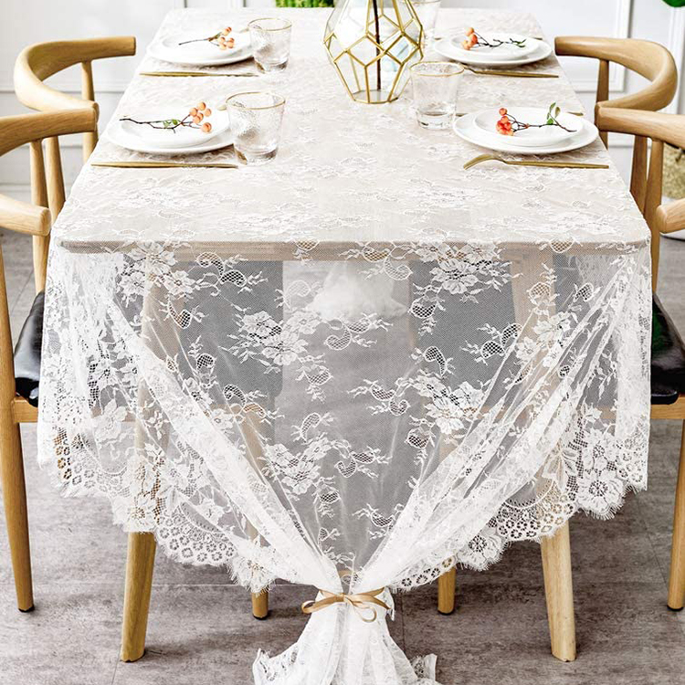 Party Hochzeit Polyester weiße Abdeckung Spitze floral Esstisch Tischdecke Stoff