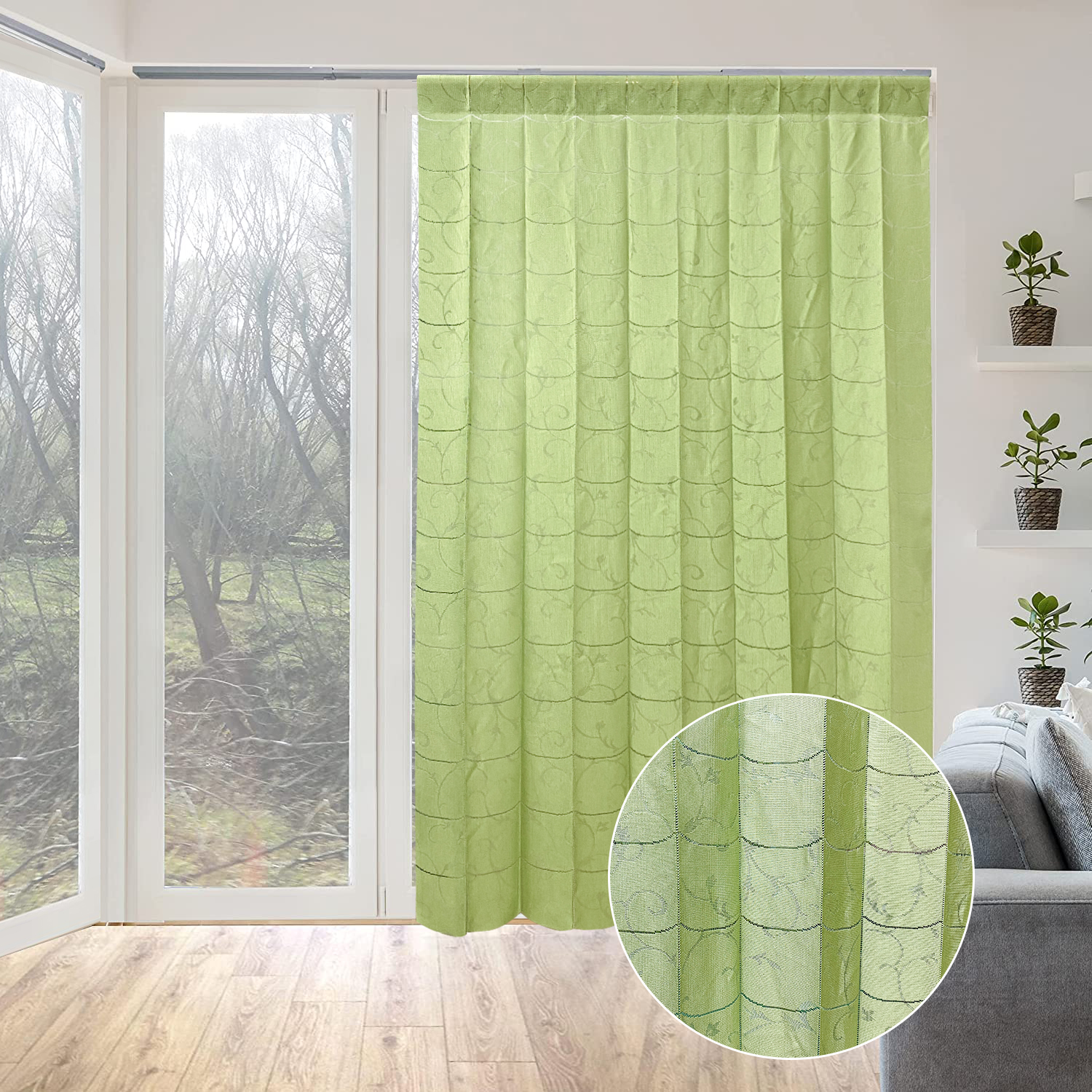 Grüner Trennfenster-Verdunkelungs-Lamellen-Jacquard-vertikaler Bambus-Türvorhangstoff