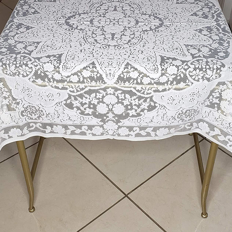 Esszimmer weiße waschbare Polyester-Blumenspitze schlichter eleganter Tischdecken-Serviettenstoff